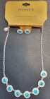 Monet Silver-tone Simulated Blue Sapphire + Diamond Necklace & Earring Set 
