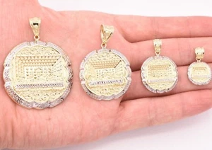 Mens Apostles Last Supper Charm Pendant Diamond Cut Real 10K Yellow White Gold - Picture 1 of 3