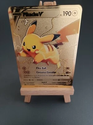 Tarjeta Pokémon de oro Metal Gold ES - Pikachu-V - Bild 1 von 4