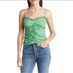 Üppiges Damentop Größe XL Trägertop grün weiß gerafft vorne romantisch Picknick neu mit Etikett - Bild 1 von 10
