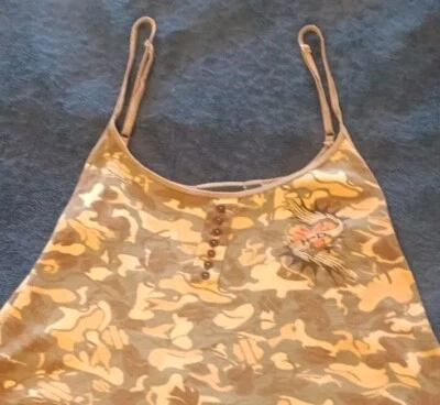 Harley Davidson женщин XL Y2K камуфляж укороченный Майка камуфляж логотип графический - Изображение 1 из 4