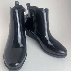 Aerosoles Ankle Boots Side Zipper Black Leather Elastic Low Heel Size 5.5 Black - Picture 1 of 10