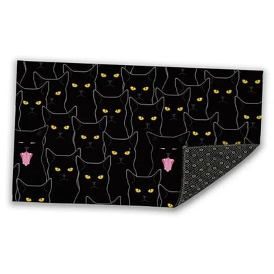 Alfombrilla para Puerta, Decoración Interior Exterior Alfombrilla para Puerta Entrada Antideslizante Gatos Negros en la Oscuridad Foto 1 de 4