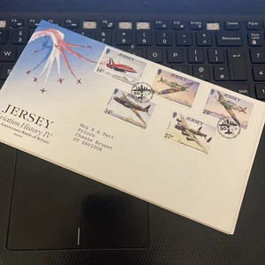 Jersey 1990 First Day Cover FDC AVIATION HISTORY IV BATTLE OF BRITAIN TYPED - Picture 1 of 3