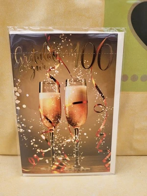 Grußkarte Geburtstagskarte mit Umschlag neu zum 100. Geburtstag - Bild 1 von 2