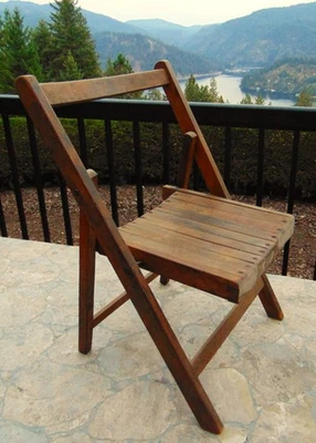 SILLA PLEGABLE INFANTIL MADERA PRIMITIVA ANTIGUA RARA ~ CIRCA FINALES DE 1800 Foto 1 de 4