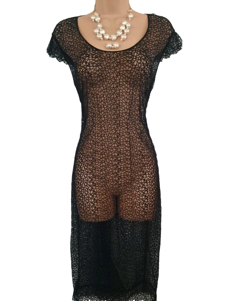 Vestido transparente La Perla negro macramé 42 It 10 Reino Unido Estados Unidos 6 Foto 1 de 4