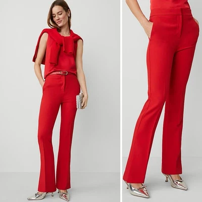 Ann Taylor The Petite Skinny Flare Pant with Vent Hem Iconic Red 00P New - Image 1 of 4