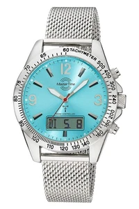 MASTER TIME Herren-Funkuhr Sporty Big Date Chronograph Türkis Chrono MTGA-10963- - Picture 1 of 3