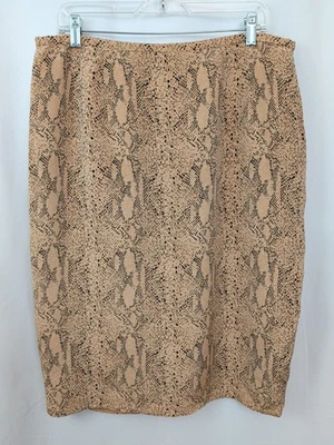 Dana Buchman Silk Pencil Skirt Womens sz 18 Snake Print Tan Brown Lined - Image 1 of 4