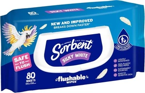 Sorbent Silky White Flushable Toilet Wipes 80 Count - Picture 1 of 3
