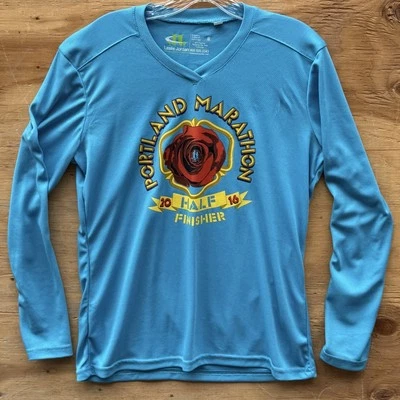 Portland 1/2 Marathon 2016 Event T Shirt Women’s Size M Light Blue Long Sleeve - Image 1 of 4