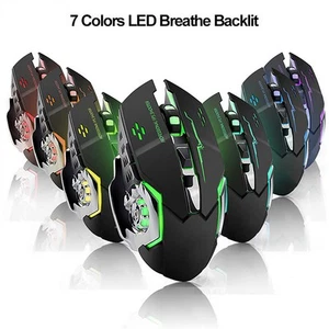 Rechargeable X8 Wireless Game Mouse Silent Led Backlit Usb 1800Dpi Optical BUU - Picture 1 of 6