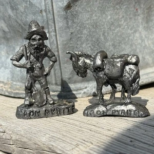 "Juego de 2 estatuillas de mula burro minero dorado peltre pirita de hierro de colección de 2,75""" - Imagen 1 de 9