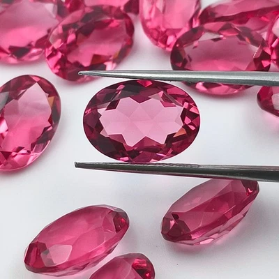 10x14mm. Pink Tourmaline Oval Cut Loose Gemstone for Jewelry Making Faceted Oval - Image 1 of 4