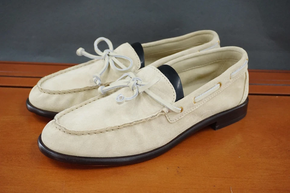 Mocassim feminino rag & bone Carter Boat 38 EUR bege camurça moc toe slip on - Imagem 1 de 4