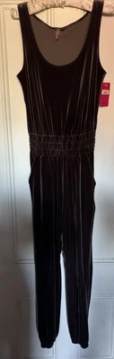 NWT Commando Velvet Tank Jumpsuit SAMPLE Greige X-Large Pockets Gathered Hem - Image 1 of 4