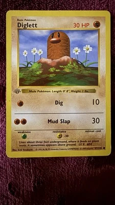 Pokemon Card - 1st Edition - Diglett - Base Set (Shadowless) 47/102 - Grey Stamp - Image 1 of 3
