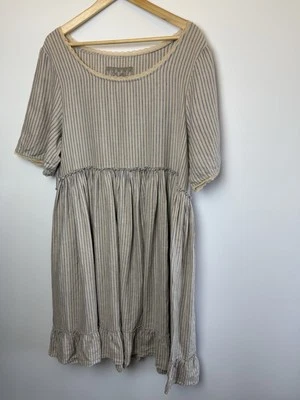 Les Ours Striped 100% Linen Smock Dress Size Medium - Image 1 of 4