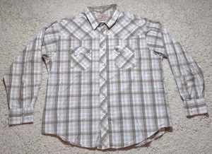 Camicia Wrangler Vintage Uomo XL Biege Plaid Perla Snap American Cowboy Western - Foto 1 di 11