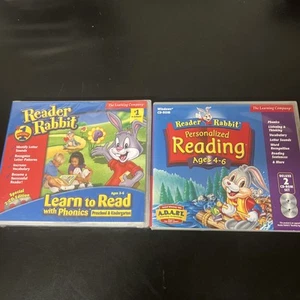 2 Reader Rabbit PC Games on Reading: 1 New Sealed!! & 1 Pre-owned & Untested - Picture 1 of 7