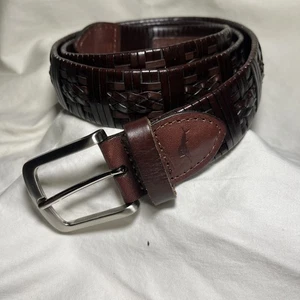 Tommy Bahama Cinturón Hombre Cuero Elástico, Trenza Tostada, Talla 36 Nuevo - Imagen 1 de 6