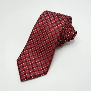 Corbata de cuello de seda de colección exclusiva DONALD J TRUMP para hombre patrón de cuadrados rojos - Imagen 1 de 5