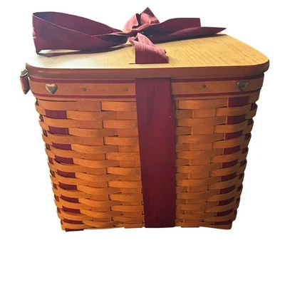 Longaberger Sweetest Gift Large Basket Lid Liner Protector Ribbon Heart 2002 - Image 1 of 4