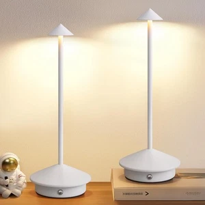 Modern Cordless Table Lamp Set of 2, Portable LED Desk Lamps, White (2 Pack) - Picture 1 of 9