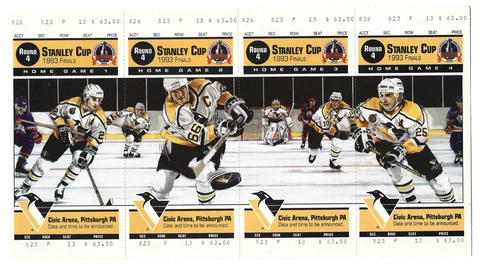 2 STRIPS OF 1993 NHL CONFERENCE & STANLEY CUP PITTSBURGH PENGUINS HOCKEY TICKETS Cover