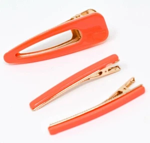 RETRO 80ER 3 STÜCK NEON ORANGE HAARNADEL SPANGE KROKODILSPANGE *SKANKY HOOPS* - Bild 1 von 7