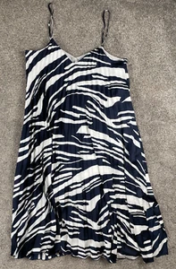 Banana Republic Dress Womens XL Pleated Shift Swing Navy Flowy Feminine Cocktail - Picture 1 of 10