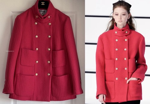NUOVO CHANEL 20A PASSERELLA ROSA LANA TWEED ORO CC BOTTONI CAPPOTTO GIACCA 48