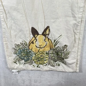 Pottery Barn Table Runner Bunny Linen Blend Embroidered Rabbit Throw Country - Picture 1 of 7