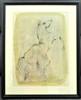 Nissan ENGEL 1931-2016 Aquarell/Tusche Pferd Israel Haifa USA ORIGINAL! RAR! - Bild 1 von 4