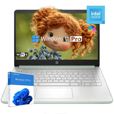 HP Laptop 14-dq6013dx 14" HD N150 UP TO 16GB-384GB Win11Pro | Willow Green - Image 1 of 4