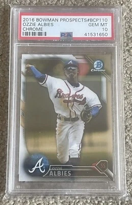 2016 Bowman Chrome Ozzie Albies PSA 10 Prospect #BCP110 Low POP 55 - Image 1 of 2