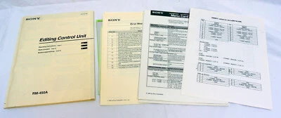 Sony RM-450A Editing Control Unit Manual ORIGINAL Vintage - Image 1 of 4