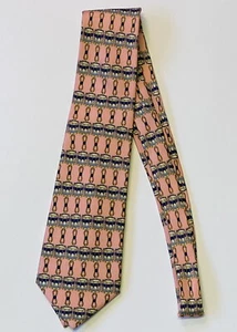 Burberry Mens Neck Tie Made in France 100% Silk Drums Chains Pink 3.5"W 58”L - Picture 1 of 5