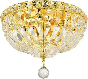 Crystal Flush Mount Chandelier 4 Light Dining Room Kitchen Bathroom Bedroom 12" - Picture 1 of 5