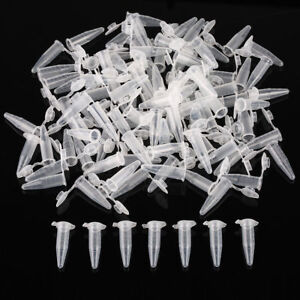 100X1.5ml Lab Clear Micro Plastic Test Tube Centrifuge Vial Cap Container
