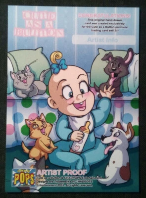 Cute as a Button Artist Proof Sketch Card commission by Chamberlain, Chadpops AR - Image 1 of 4