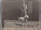 Un chien tenu en laisse Vintage albumen print,  Tirage citrate  9x12  Circ