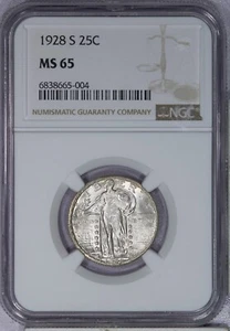 1928-S Standing Liberty Quarter NGC MS65 - Extremely Lustrous and flashy! - Picture 1 of 2