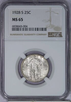 1928-S Standing Liberty Quarter NGC MS65 - Extremely Lustrous and flashy! - Image 1 of 2