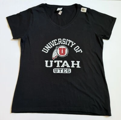Utah Utes Women’s Large Black V-Neck Short Sleeve Shirt New - Image 1 of 4