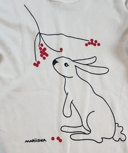 Marushka Handprints White Rabbit Long Sleeve Thermal Shirt Unisex Large - Picture 1 of 9