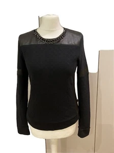 Le Temps des Cerises Unusual Black Sweatshirt - Removable Beaded Chain Collar -S - Picture 1 of 11