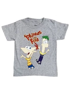 Disney Boys Phineas and Ferb Gray Short Sleeve T-Shirt Tee Shirt Size Med 7 - Picture 1 of 2