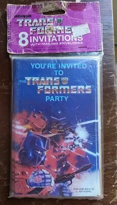 Vintage 1984 TRANSFORMERS Birthday Party Favor Loot Bags Invitations Old Stock - Image 1 of 2